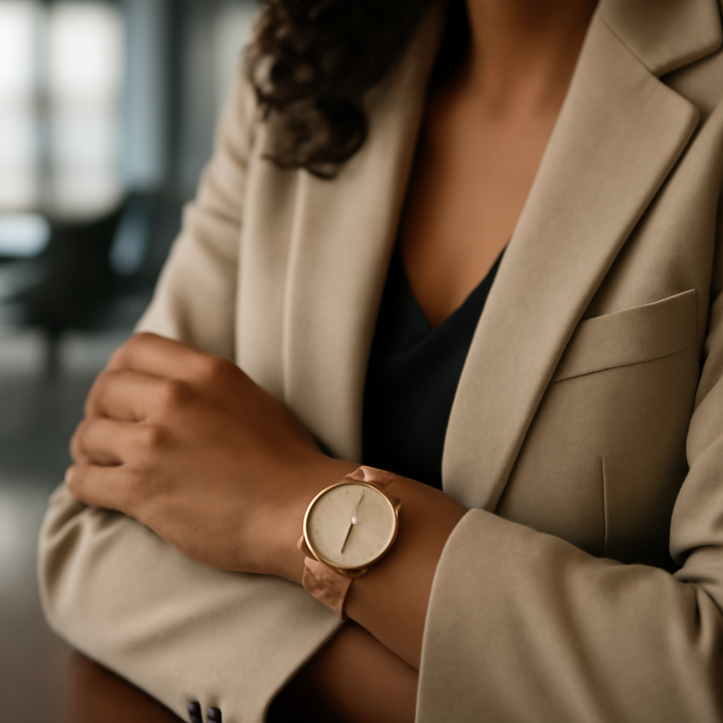 Rose gold no boardroom: como tons neutros no relógio elevam a presença de gestoras sem competir com a imagem